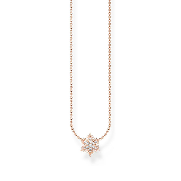 RosÃ© gold-plated necklace with snowflake and white zirconia | The Jewellery Boutique