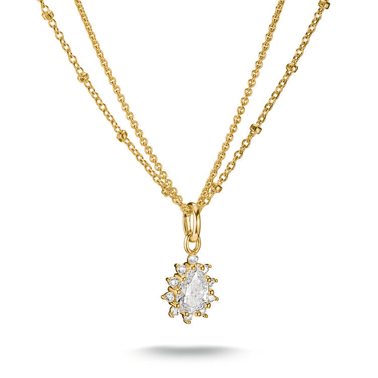 Double chain with zirconia in teardrop shape