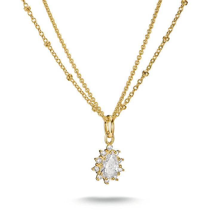 Double chain with zirconia in teardrop shape