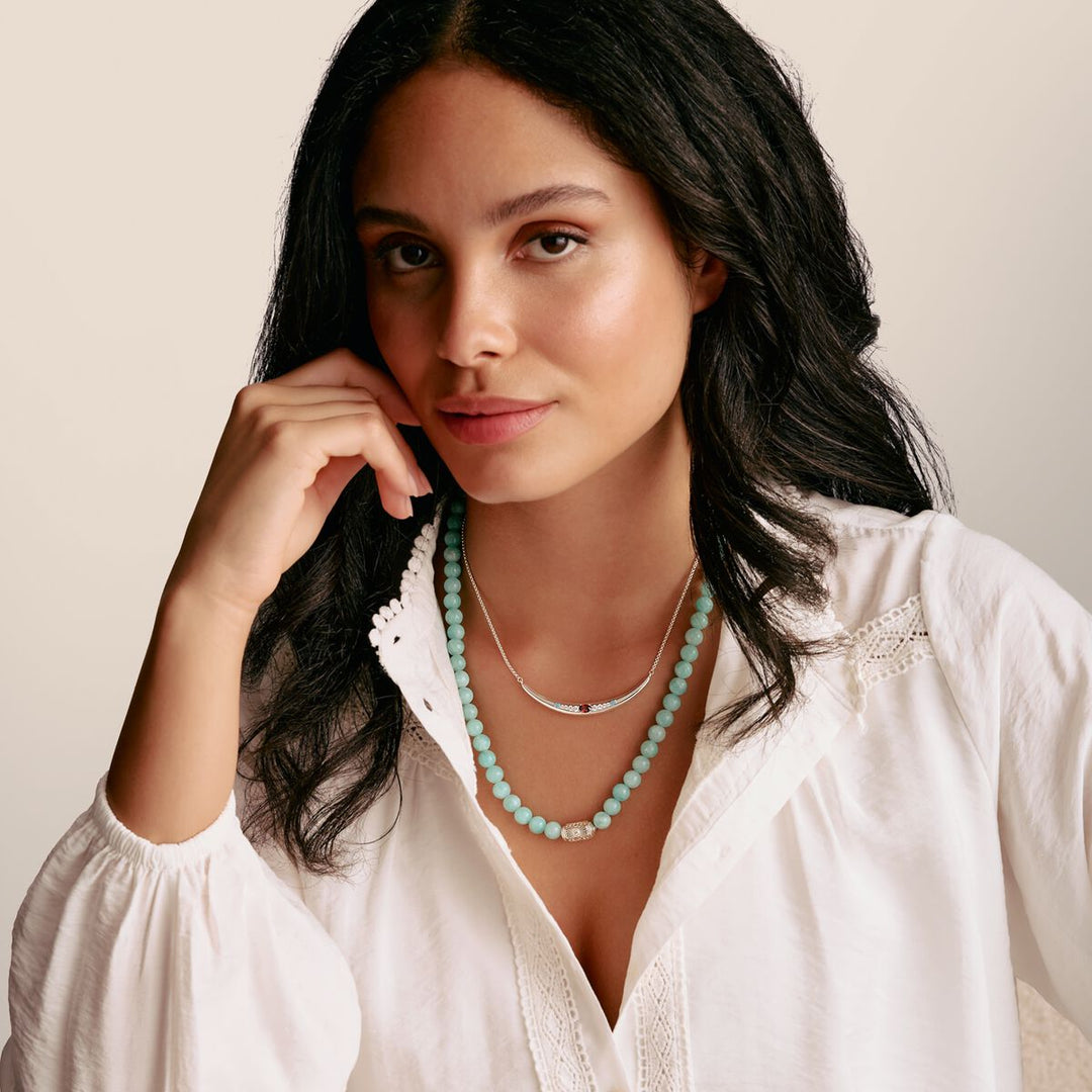 Half-Form Necklace with Red Zirconia Stone Elyndra