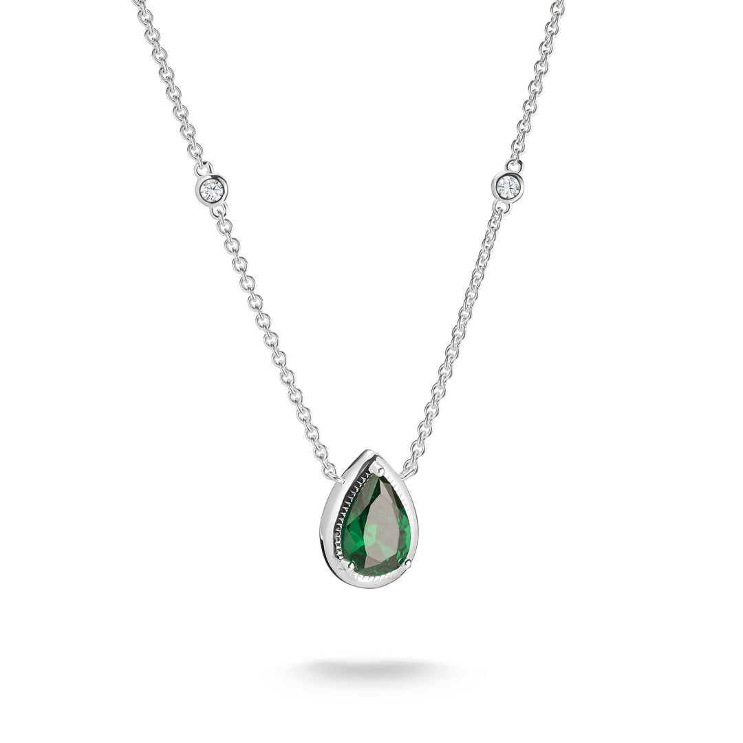 THOMAS SABO Necklace with Green Teardrop Stone Silver