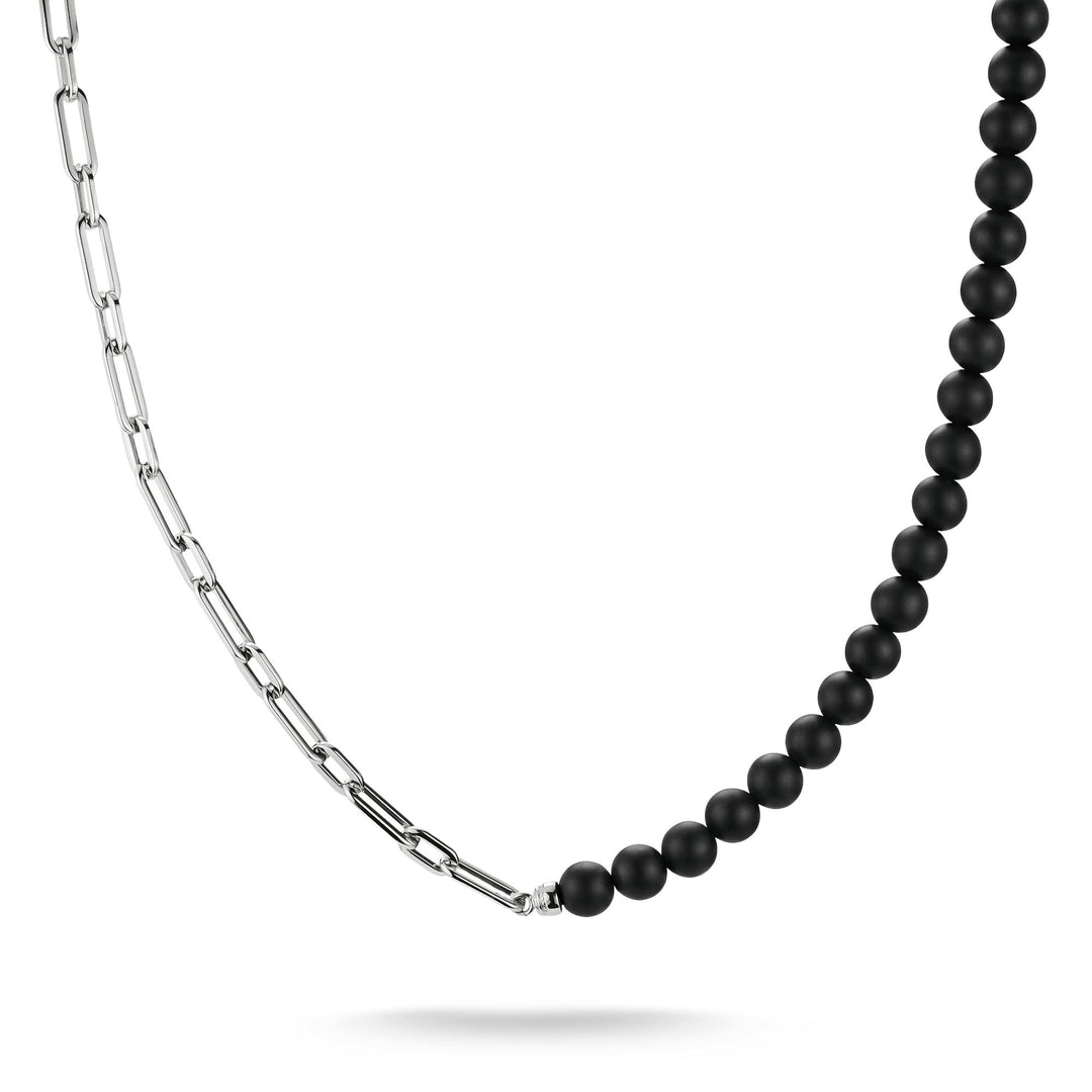THOMAS SABO Stainless Steel Obsidian Bead Necklace