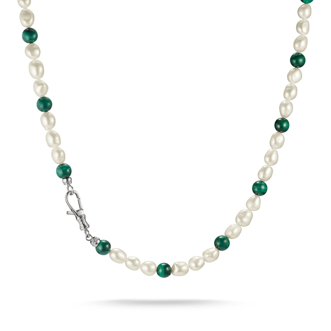 THOMAS SABO Stainless Steel Malachite and Freshwater Pearl Necklace