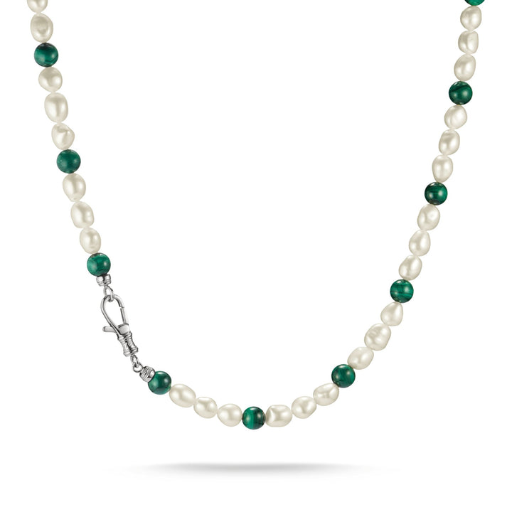 THOMAS SABO Stainless Steel Malachite and Freshwater Pearl Necklace