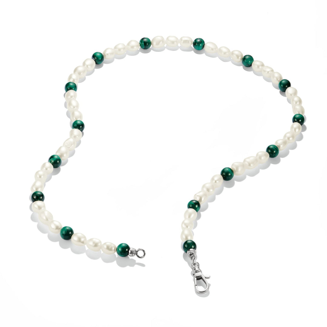 THOMAS SABO Stainless Steel Malachite and Freshwater Pearl Necklace