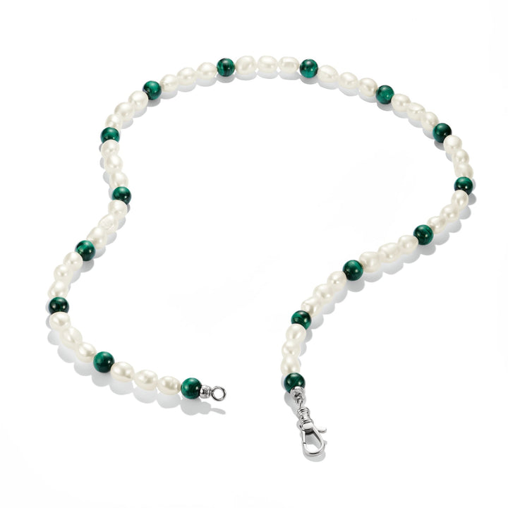THOMAS SABO Stainless Steel Malachite and Freshwater Pearl Necklace
