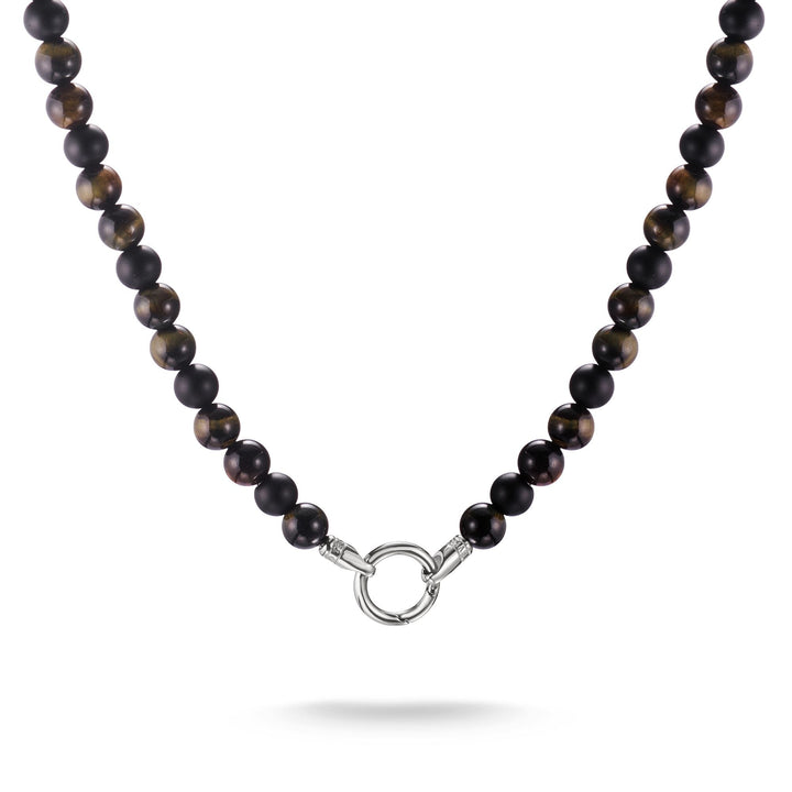THOMAS SABO Stainless Steel Obsidian and Tiger's Eye Bead Necklace