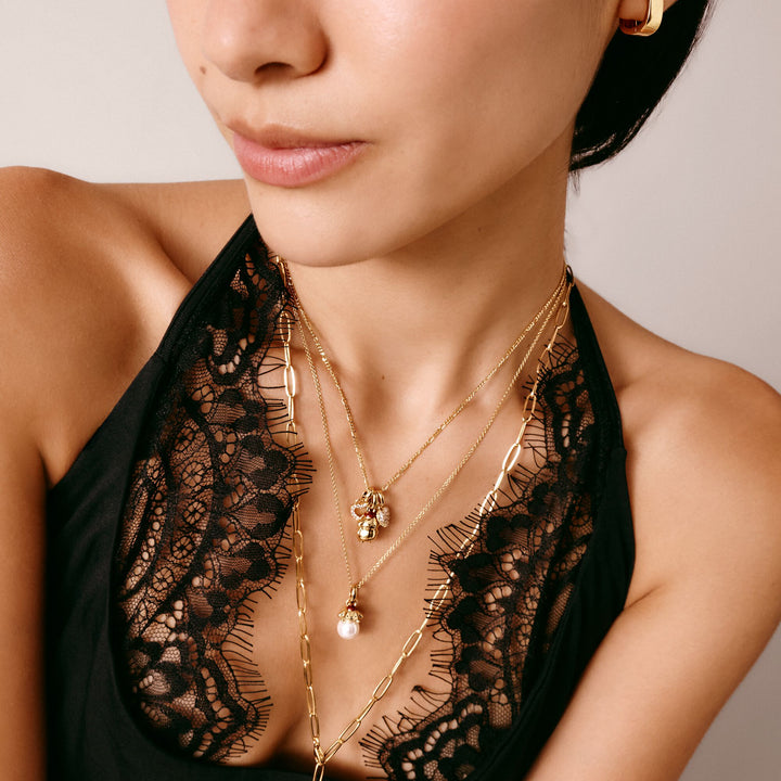 THOMAS SABO Hello Kitty Pompompurin Necklace with Pearl, Gold-Plated