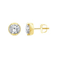 2.10ct Round Lab Grown Diamond Semi Halo Stud Earrings in 9K Yellow Gold