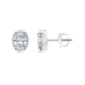 2.10ct Oval Lab Grown Diamond Semi Halo Stud Earrings in 9K White Gold