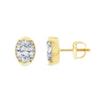 2.10ct Oval Lab Grown Diamond Semi Halo Stud Earrings in 9K Yellow Gold