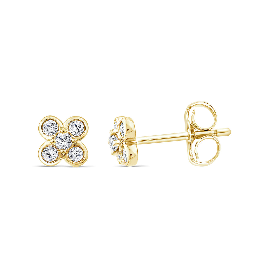 22K Gold Vermeil 0.20ct Lab Grown Diamond Floral Earrings