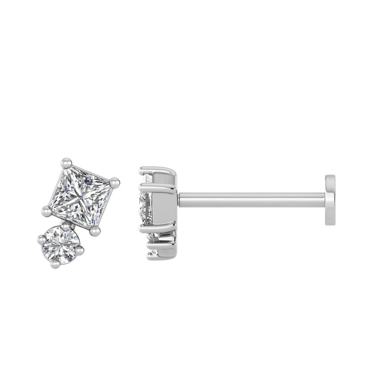 0.10ct Lab Grown Diamond Flat Back Earring in 9K White Gold