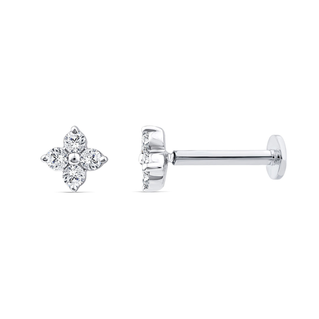 0.03ct Lab Grown Diamond Flat Back Earring in 9K White Gold