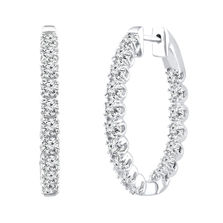 2.45ct Lab Grown Diamond Hoop Earrings in 18K White Gold