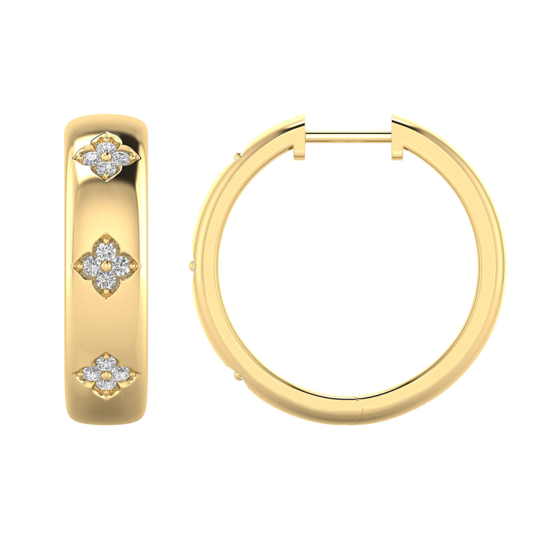 22K Gold Vermeil 0.20ct Lab Grown Diamond 21.2mm Hoop Earrings