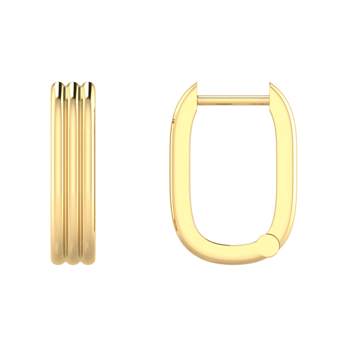 22K Gold Vermeil Hoop Earrings Rect 15mm Hoop Earrings