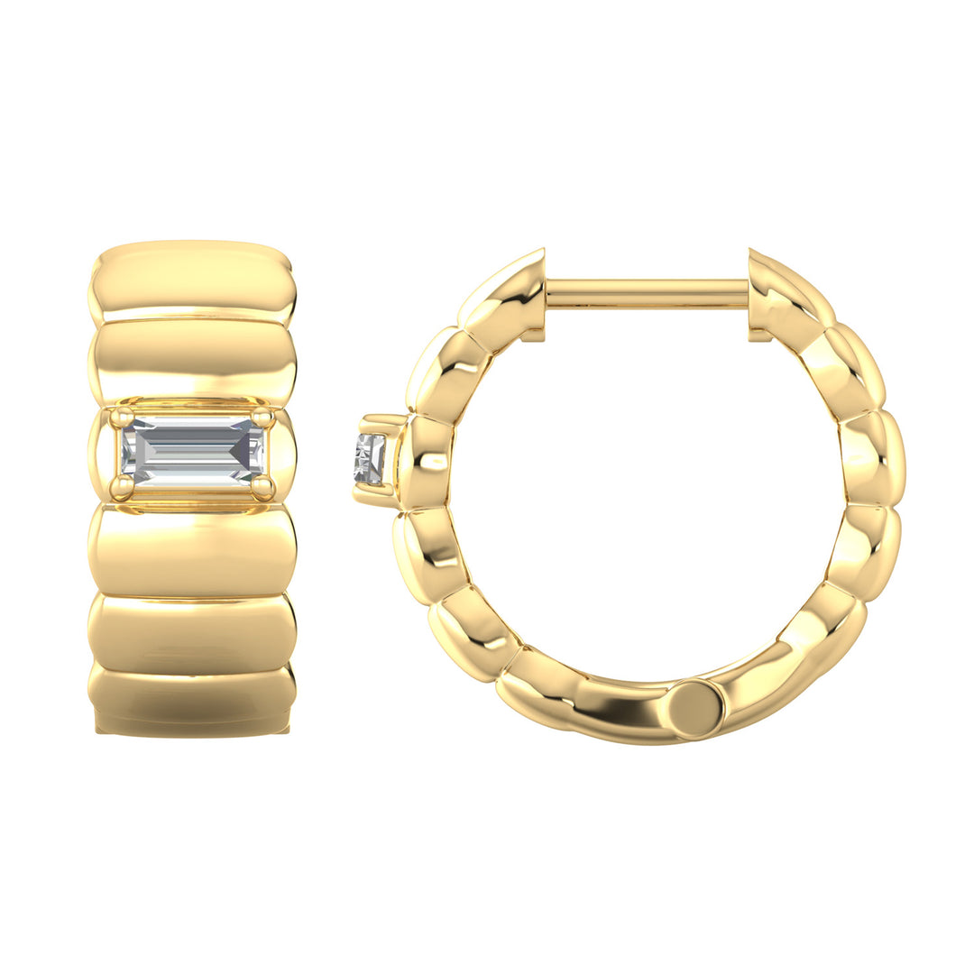 22K Gold Vermeil 0.20ct Lab Grown Diamond 13.5mm Hoop Earrings