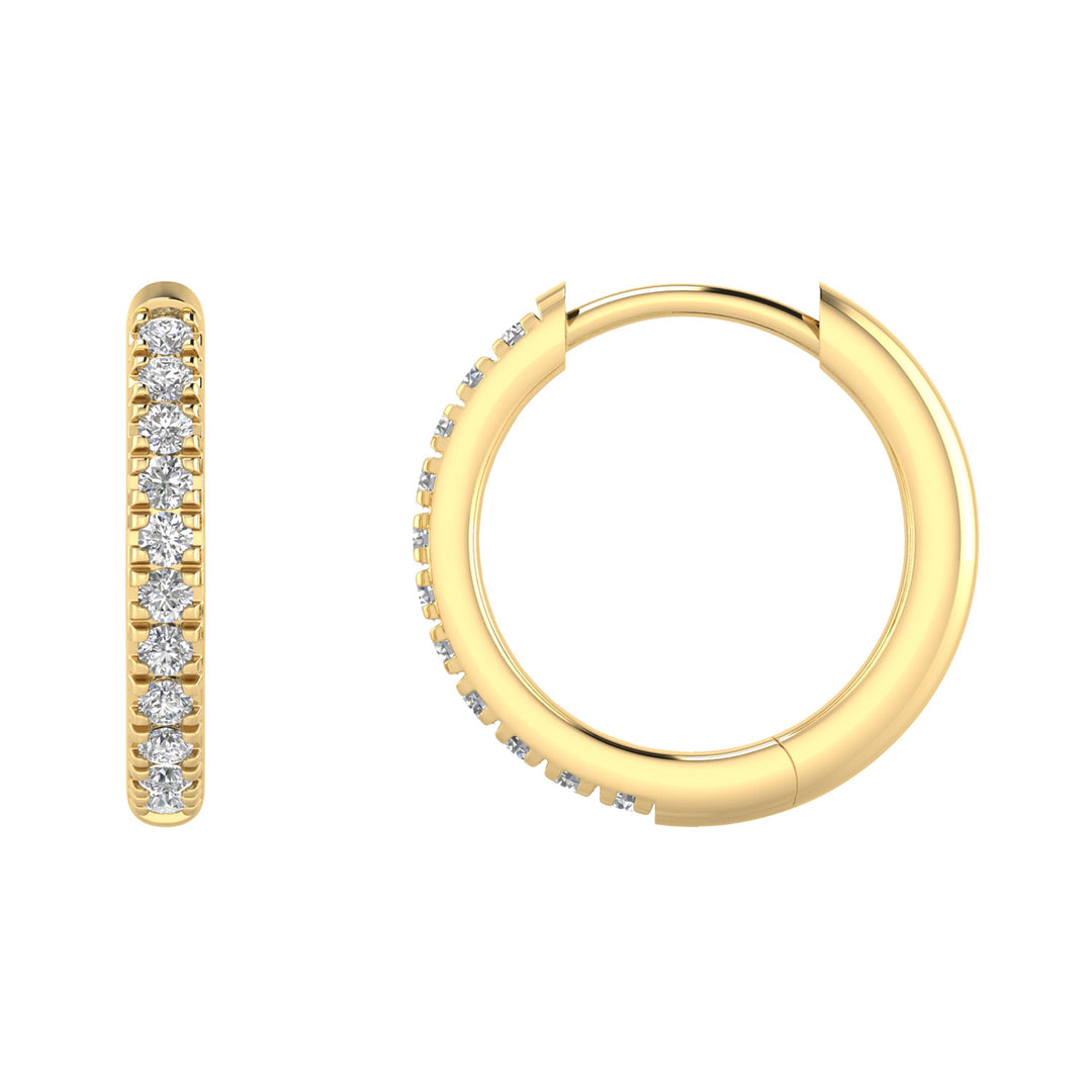 22K Gold Vermeil 0.25ct Lab Grown Diamond 13.2mm Hoop Earrings