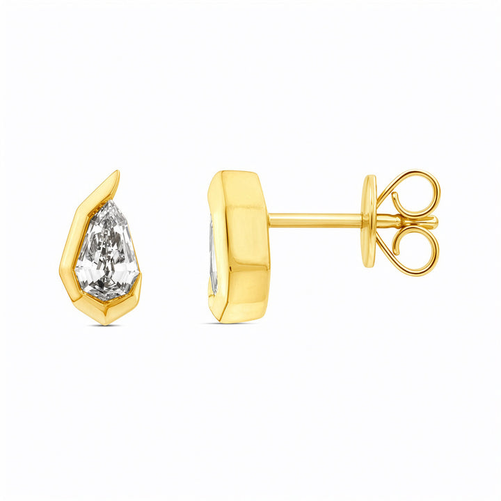 0.60ct Pear Lab Grown Diamond Asterly Stud Earrings in 9K Yellow Gold