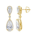 5.59ct Elongated Pear Lab Grown Diamond Drop Earrings in 18K Yellow Gold