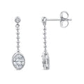 1.00ct Oval Lab Grown Diamond Chain Drop Earrings in 9K White Gold