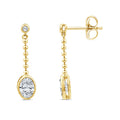 1.00ct Oval Lab Grown Diamond Chain Drop Earrings in 9K Yellow Gold