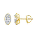 1.60ct Elongated Oval Lab Grown Diamond Halo Earrings in 18K Yellow Gold