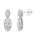 3.93ct Elongated Oval Lab Grown Diamond Drop Earrings in 18K White Gold