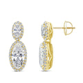 3.93ct Elongated Oval Lab Grown Diamond Drop Earrings in 18K Yellow Gold