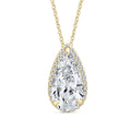 3.20ct Elongated Pear Lab Grown Diamond Necklace in 18K Yellow Gold