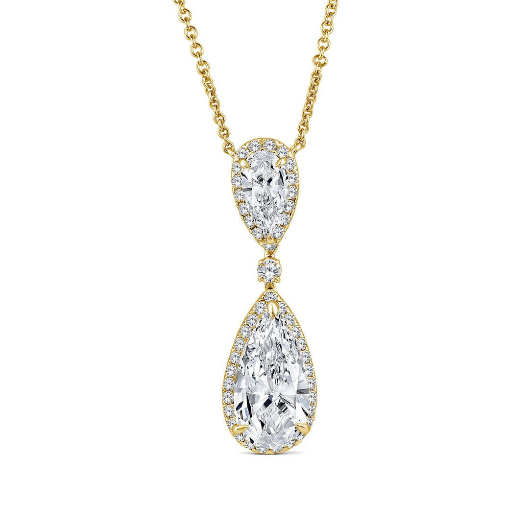 2.84ct Elongated Pear Lab Grown Diamond Necklace in 18K Yellow Gold
