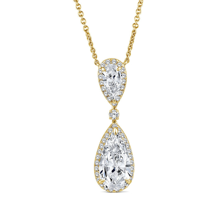 2.84ct Elongated Pear Lab Grown Diamond Necklace in 18K Yellow Gold