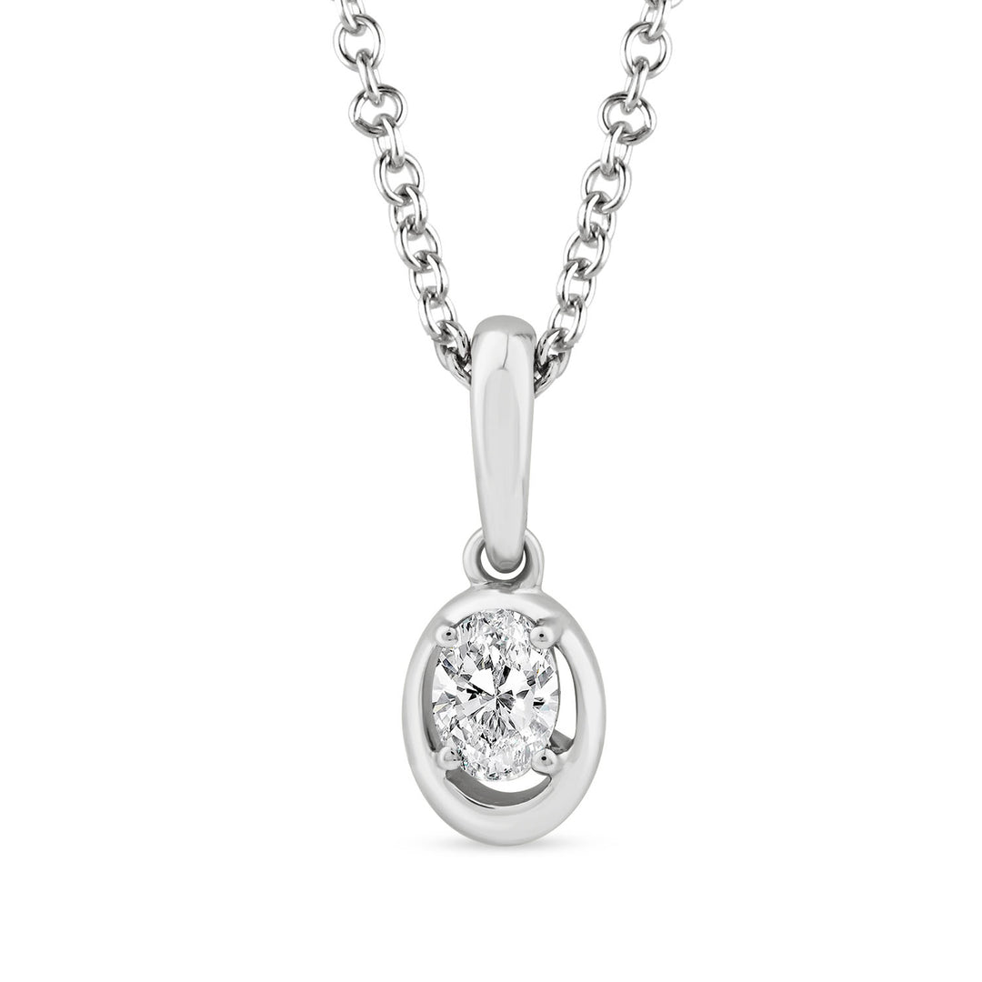 0.15ct Oval Lab Grown Diamond Necklace in 9K White Gold
