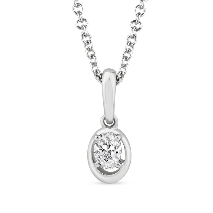 0.15ct Oval Lab Grown Diamond Necklace in 9K White Gold