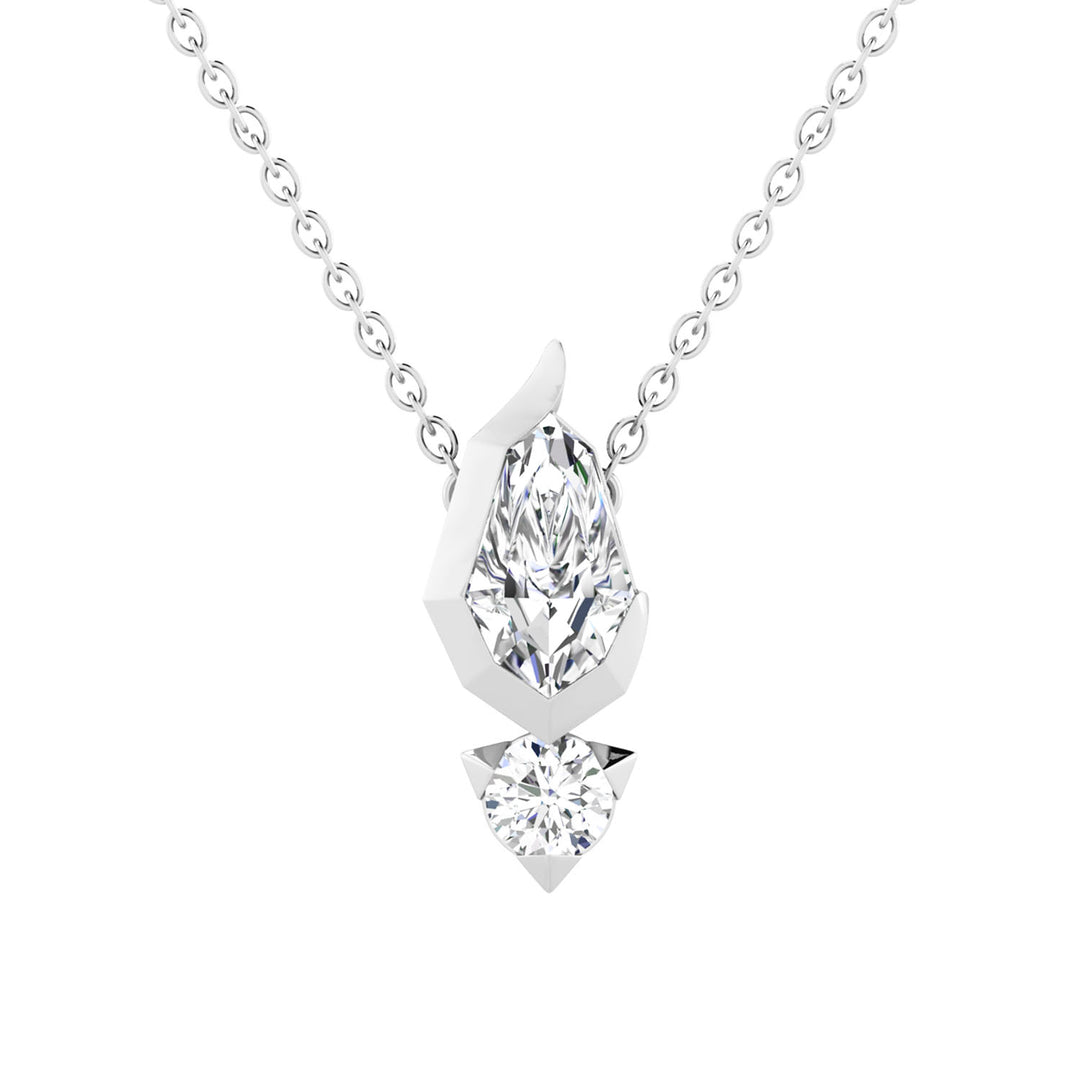 0.60ct Pear Lab Grown Diamond Asterly Necklace in 9K White Gold