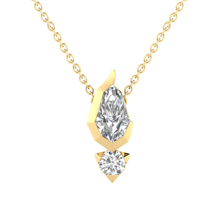 0.60ct Pear Lab Grown Diamond Asterly Necklace in 9K Yellow Gold
