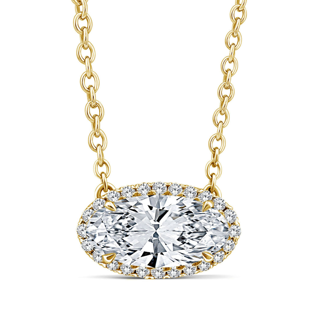 1.12ct Elongated Oval Lab Grown Diamond Necklace in 18K Yellow Gold