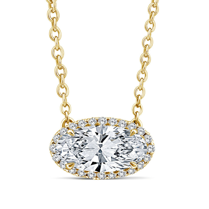1.12ct Elongated Oval Lab Grown Diamond Necklace in 18K Yellow Gold