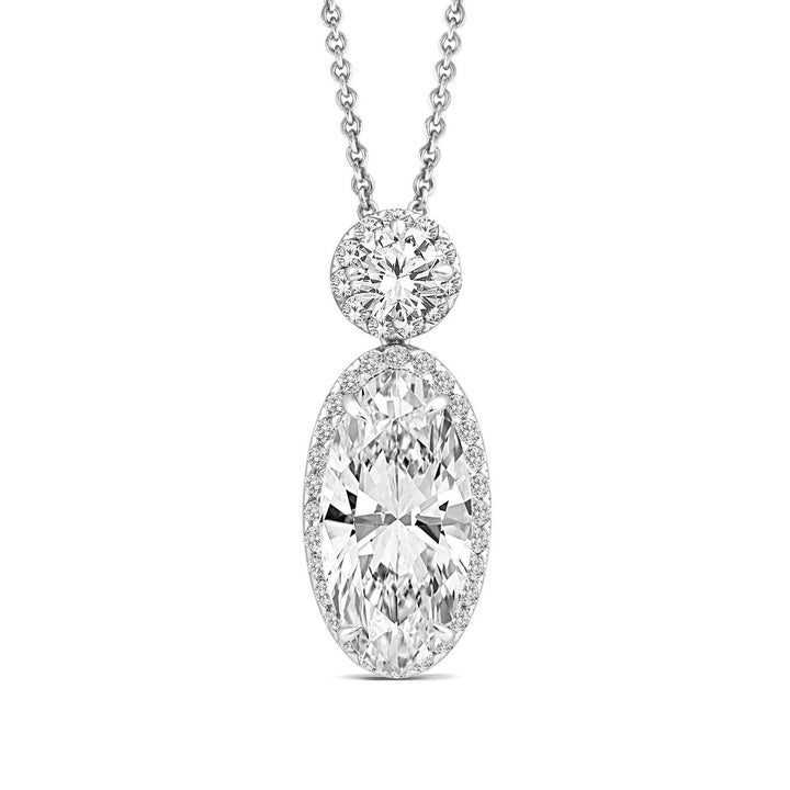 3.07ct Elongated Oval Lab Grown Diamond Necklace in 18K White Gold