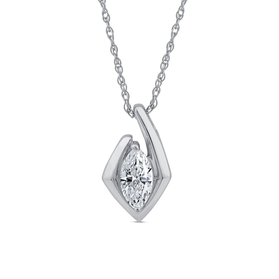 0.10ct Marquise Lab Grown Diamond Necklace in 9K White Gold
