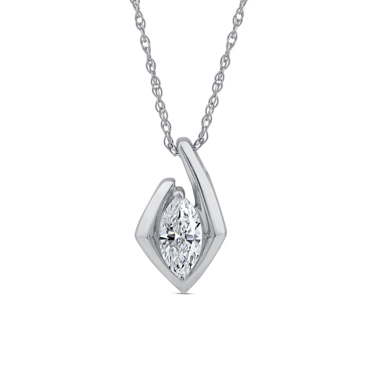0.10ct Marquise Lab Grown Diamond Necklace in 9K White Gold