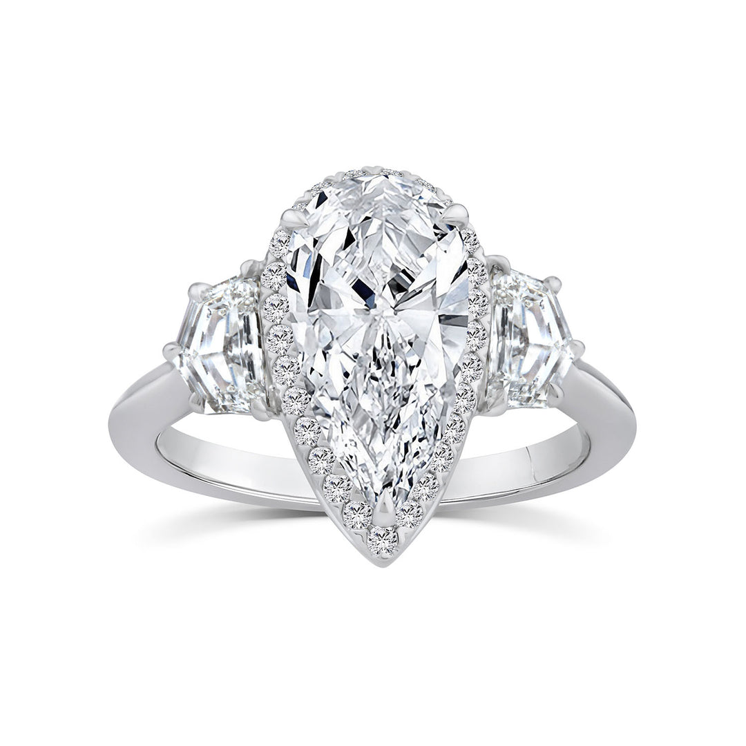 3.48ct Elongated Pear Lab Grown Diamond Ring in Platinum