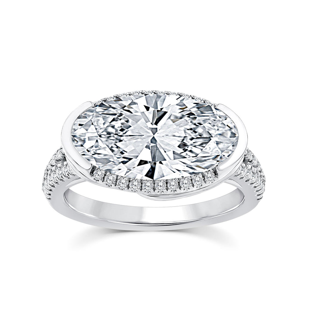 4.33ct Elongated Oval Lab Grown Diamond Ring in Platinum