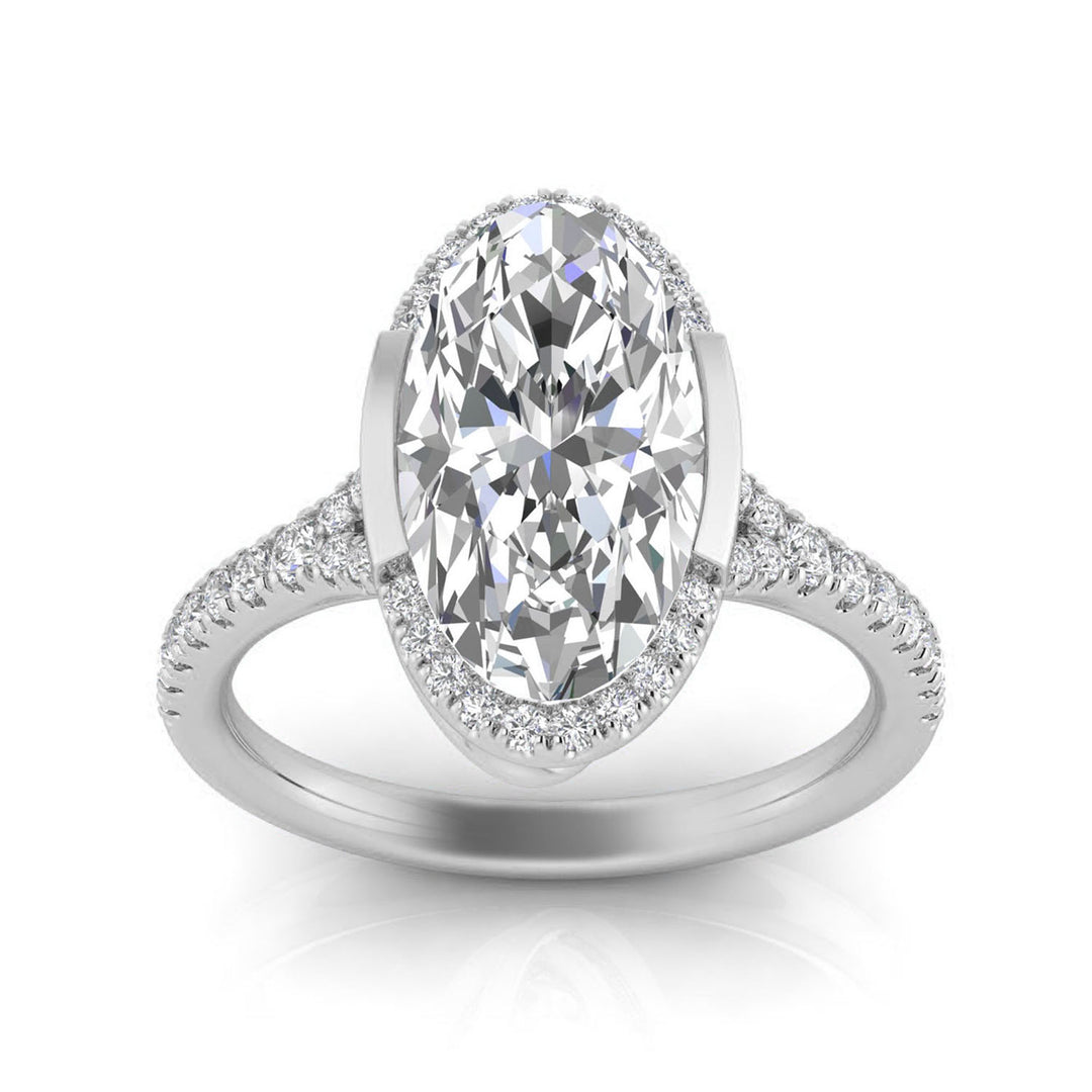 4.30ct Elongated Oval Lab Grown Diamond Ring in Platinum