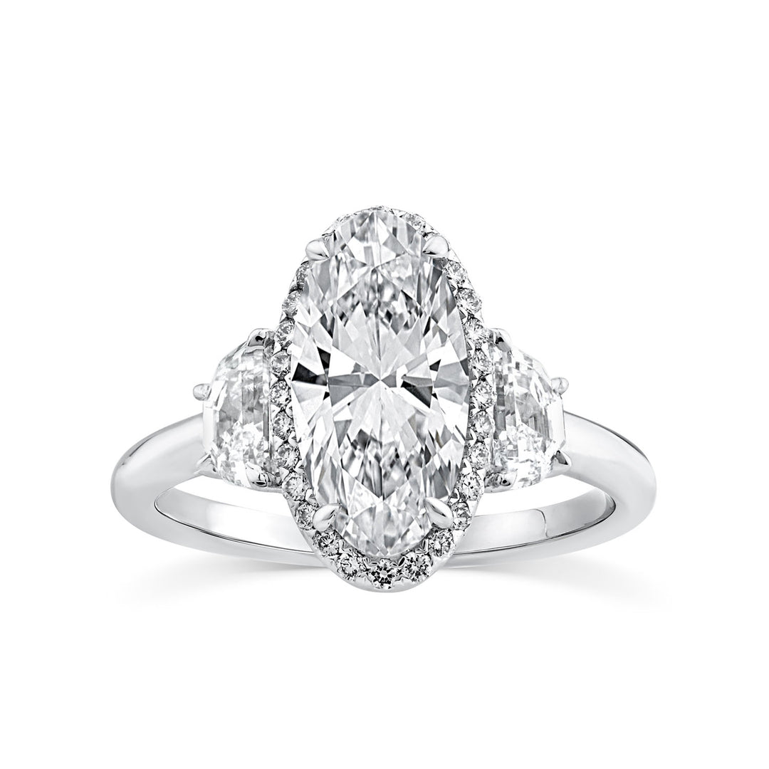 3.00ct Elongated Oval Lab Grown Diamond Ring in Platinum