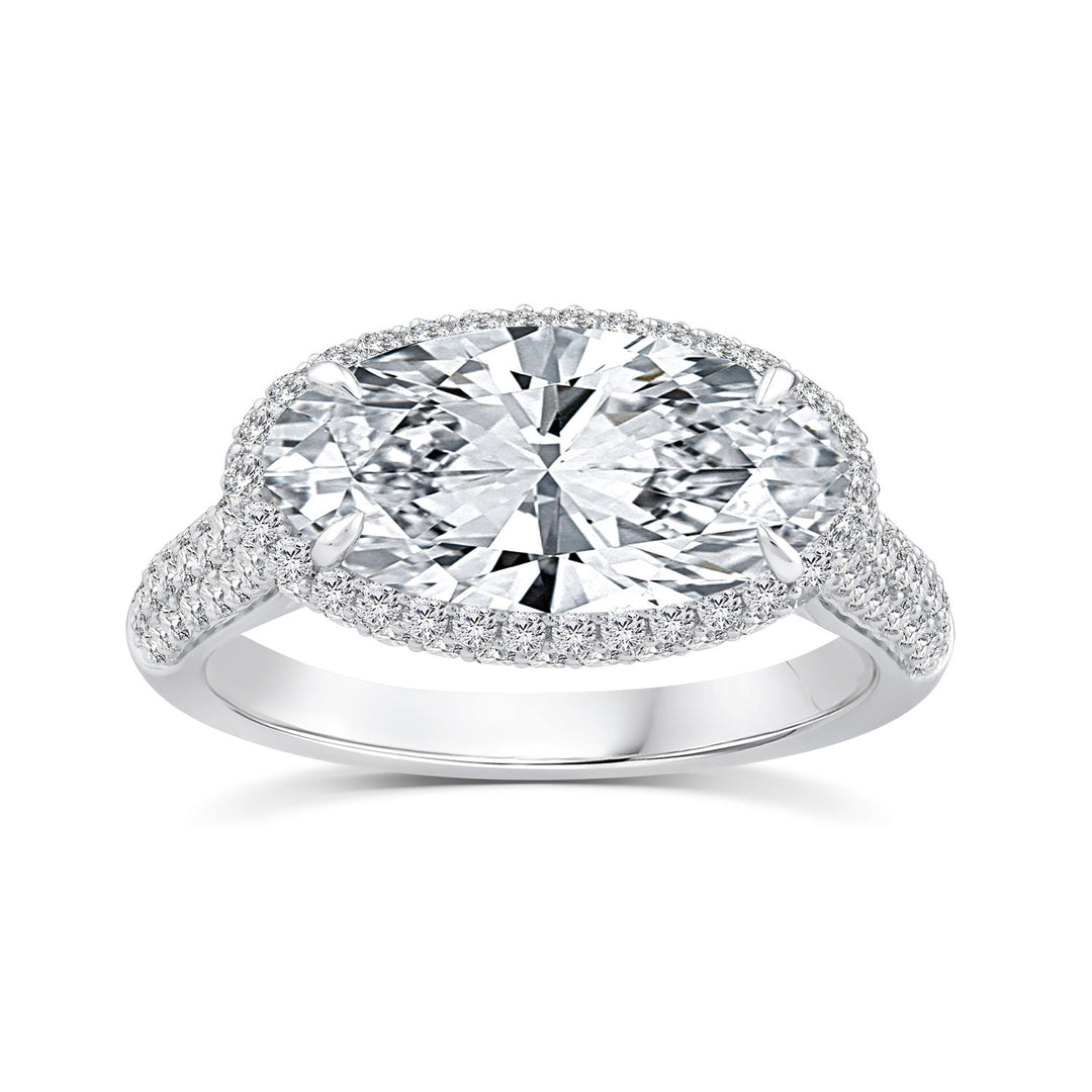 3.75ct Elongated Oval Lab Grown Diamond Ring in Platinum