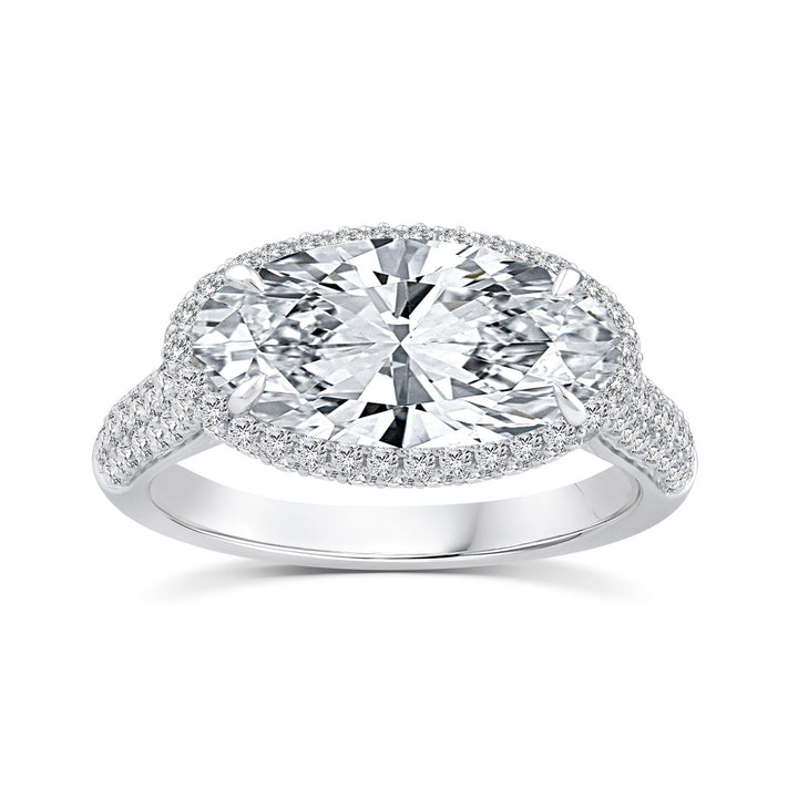 3.75ct Elongated Oval Lab Grown Diamond Ring in Platinum