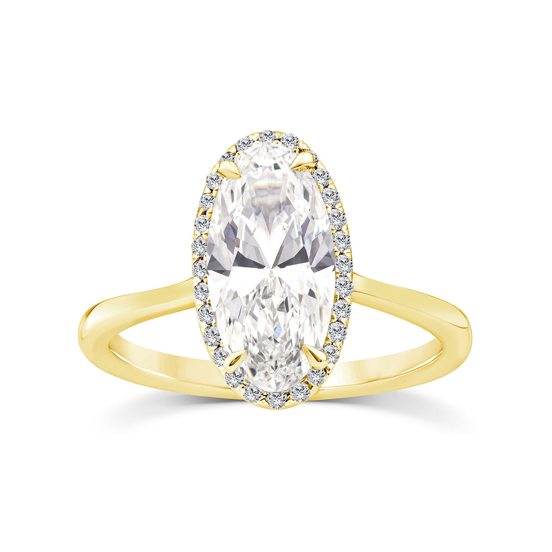 2.10ct Elongated Oval Lab Grown Diamond Ring in 18K Yellow Gold