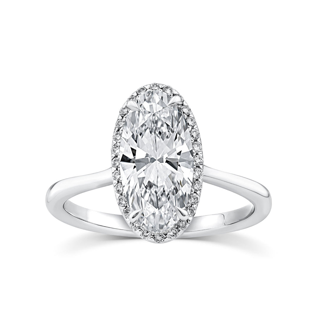 2.10ct Elongated Oval Lab Grown Diamond Ring in Platinum